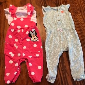 2 Piece Overall Set Baby Girl 12 Months Lot / Bundle